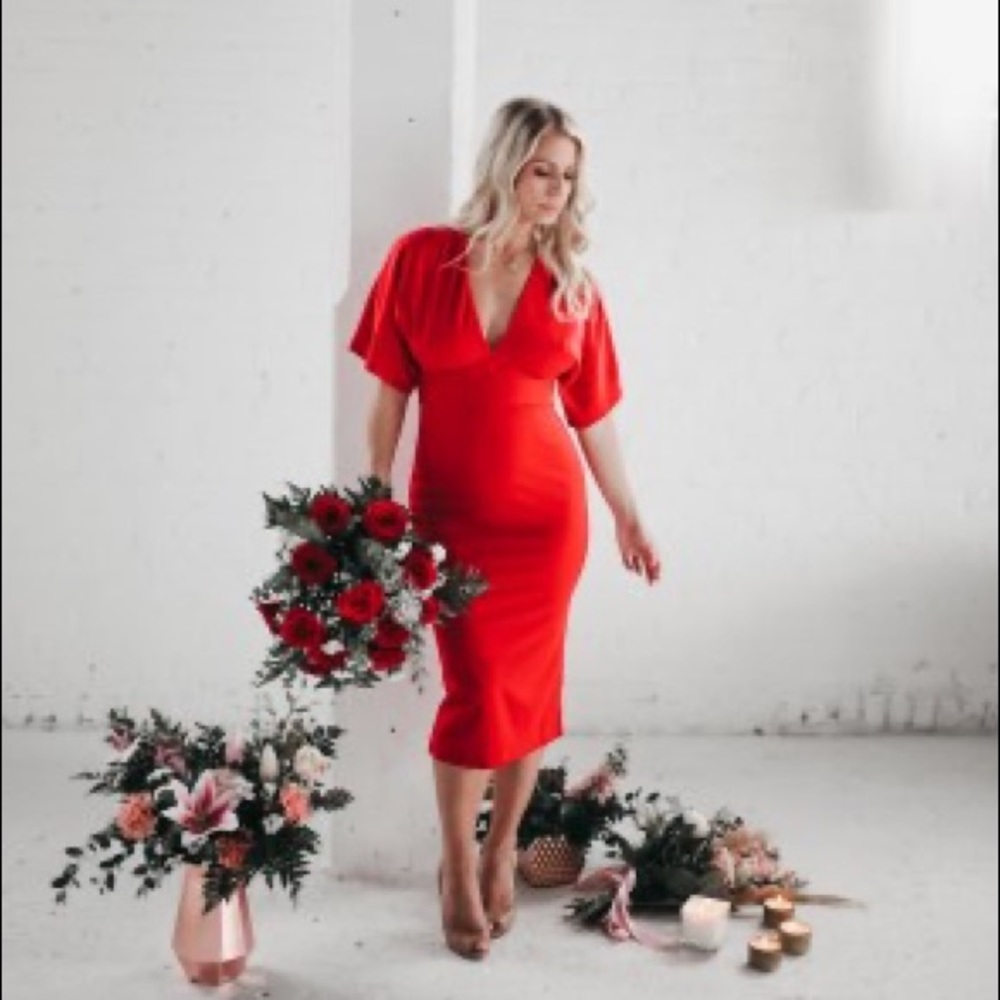 Red knee length dress